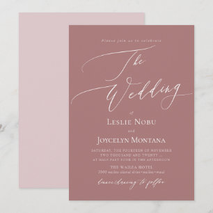 Convites Casamento de Rosa Dusty com Calliografia de Luxo P