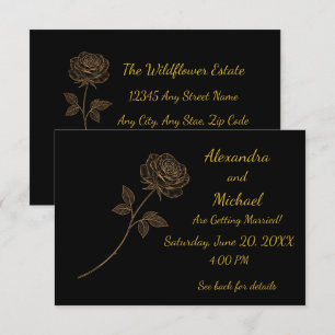 Convites Casamento de Rosa em Arte Linear Simples e Elegant