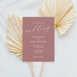 Convites Casamento de rosa empoeirado com caligrafia minima