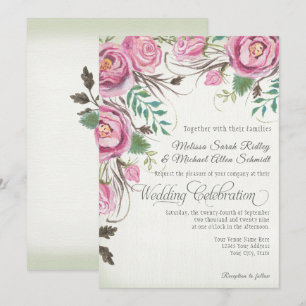 Convites Casamento de Rosa Floral de Verão de Queda de Ele