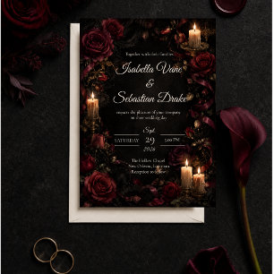 Convites Casamento de Rosa Gótica com Velas