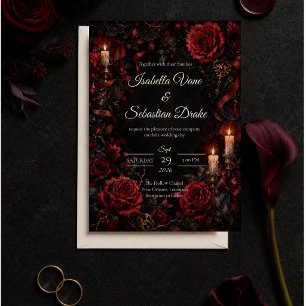 Convites Casamento de Rosa Gótica Mal-humorada