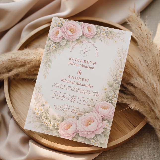 Convites Casamento de Rosa Jardim Rosa Elegante (Criador carregado)