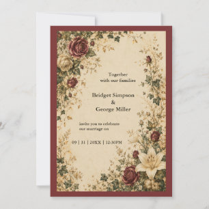 Convites Casamento de Rosa Lírio Botânica Conto de Fadas Me
