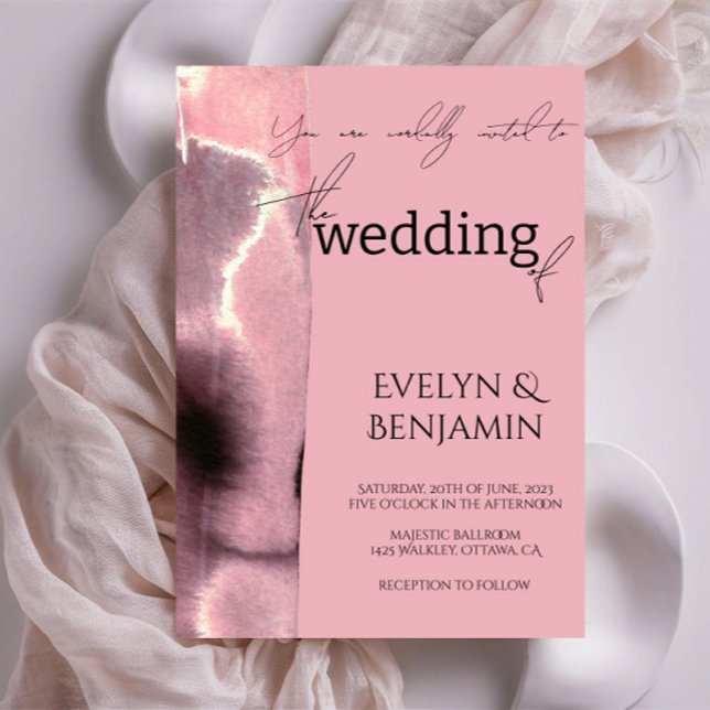 Convites Casamento de Rosa moderno, mínimo e simples (Criador carregado)