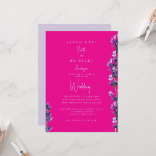 Convites Casamento de Rosa Quente e Lavanda Floral Sem Pais