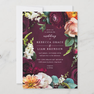 Convites Casamento de Rosa Ranunculus Burgundy