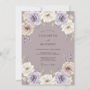 Convites Casamento de Rosa Romântica Lavanda Empoeirada