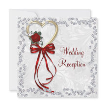 Casamento de Rosa romântico, Ouros e Fita Vermelha