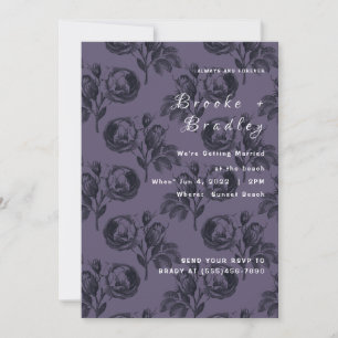 Convites Casamento de Rosa Roxa-Cinza Fumê