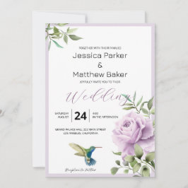 Convites Casamento de Rosa roxo e aves de capoeira