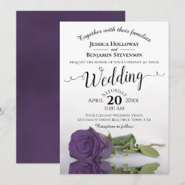 Convites Casamento de Rosa Roxo Elegante de Ametist Longo