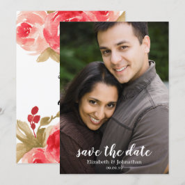 Convites Casamento de Rosa vermelha de Aquarela Elegante Sa