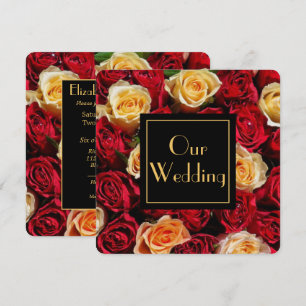 Convites Casamento de Rosa Vermelha e Amarela