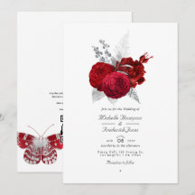 Casamento de Rosa Vintage Vermelha e Prata com QR