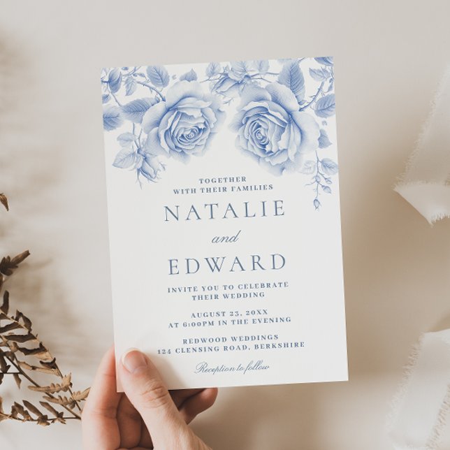 Convites Casamento de Rosas Azuis Encantados (Criador carregado)