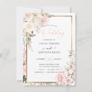 Convites Casamento de Rosas Blush PixDezines Watercolor