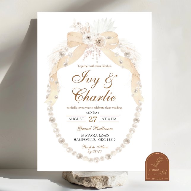Convites Casamento de Rosas Boho Branco Marfim Coquete (Criador carregado)