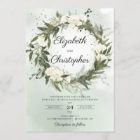 Casamento de Rosas Brancas de Folhagem Verde