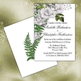 Convites Casamento de Rosas Brancas e Ferns