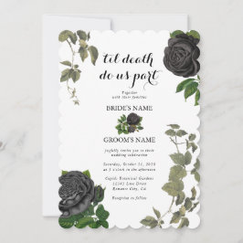 Convites Casamento de Rosas Brancas e Pretas de Halloween G