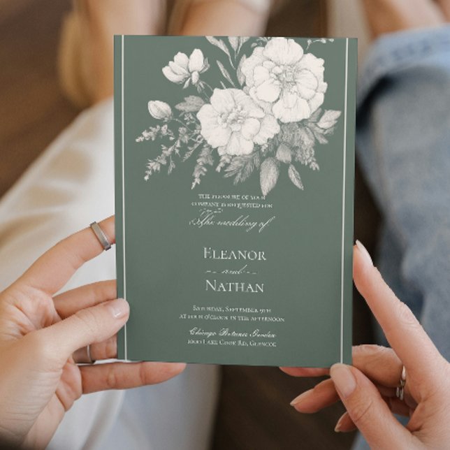 Convites Casamento de rosas brancas estilo Indigo (Criador carregado)