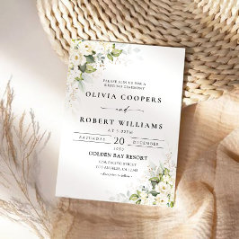 Convites Casamento de Rosas Brancas Greenery
