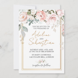 Convites Casamento de Rosas Brancas Rosa