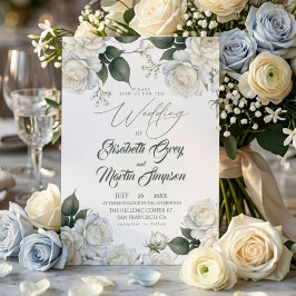 Convites Casamento de Rosas Brancas Sage Moderno Elegante