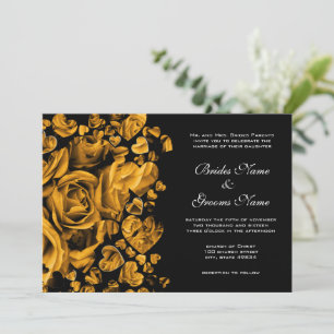 Convites Casamento de Rosas Coração de Ouro Elegante