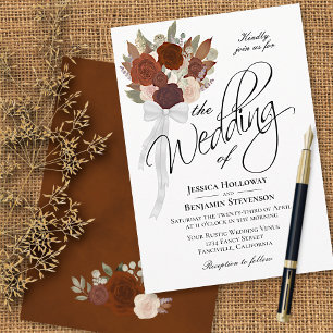 Convites Casamento de Rosas de Aquarela Elegantes do Buquê