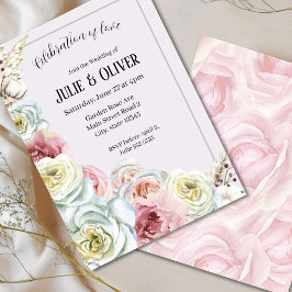 Convites Casamento de rosas de Aquarela Romântica