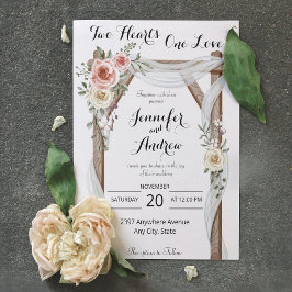 Convites Casamento de Rosas de Bares Rústicos com Amor