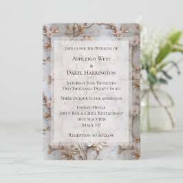 Convites Casamento de Rosas de Blush de Cinza Chic