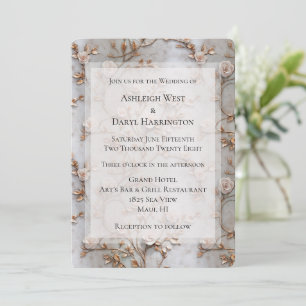 Convites Casamento de Rosas de Blush de Cinza Chic