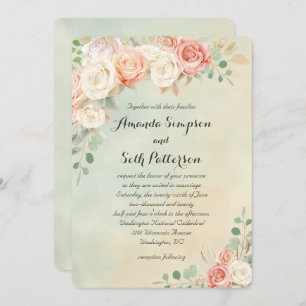 Convites Casamento de Rosas de Cottage Chic Vintage