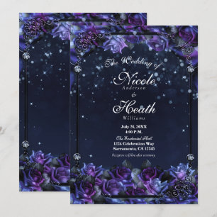 Convites Casamento de Rosas de Fantasia Roxo Encantado