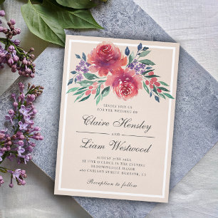 Convites Casamento de Rosas de Peony de Aquarela Elegante