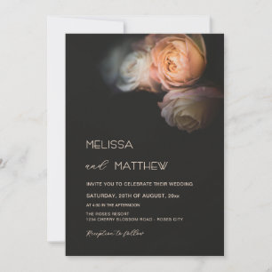 Convites Casamento de Rosas Douradas Bege Rosadas Sombrio