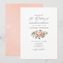 Convites Casamento de Rosas Dourados, cor-de-rosa-embebida 