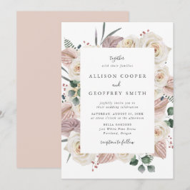 Convites Casamento de Rosas e Orquídeas em Aquarela