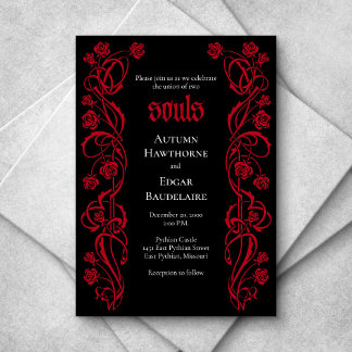 Convites Casamento de Rosas Elegantes Gótico
