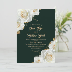 Convites Casamento de Rosas Esmeralda Verde e Brancas