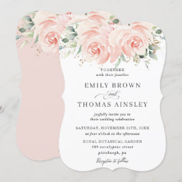 Convites Casamento de Rosas Florais de Blush de Pastel Suav