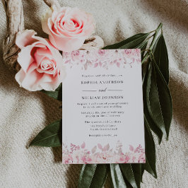 Convites Casamento de Rosas Florais de Blush Watercolor