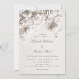 Convites Casamento de Rosas Florais Esculpidas Brancas 3D 