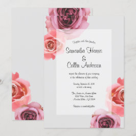 Convites Casamento de Rosas Primavera, cor-de-rosa e roxo,