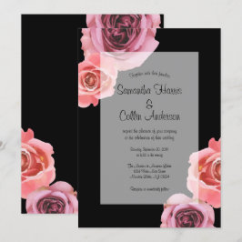 Convites Casamento de Rosas Primavera cor-de-rosa e roxo