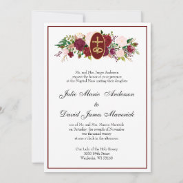 Convites Casamento de Rosas Religiosos Elegantes Católicos