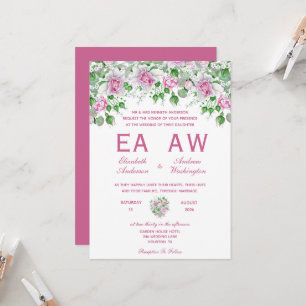 Convites Casamento de Rosas Românticas Rosa